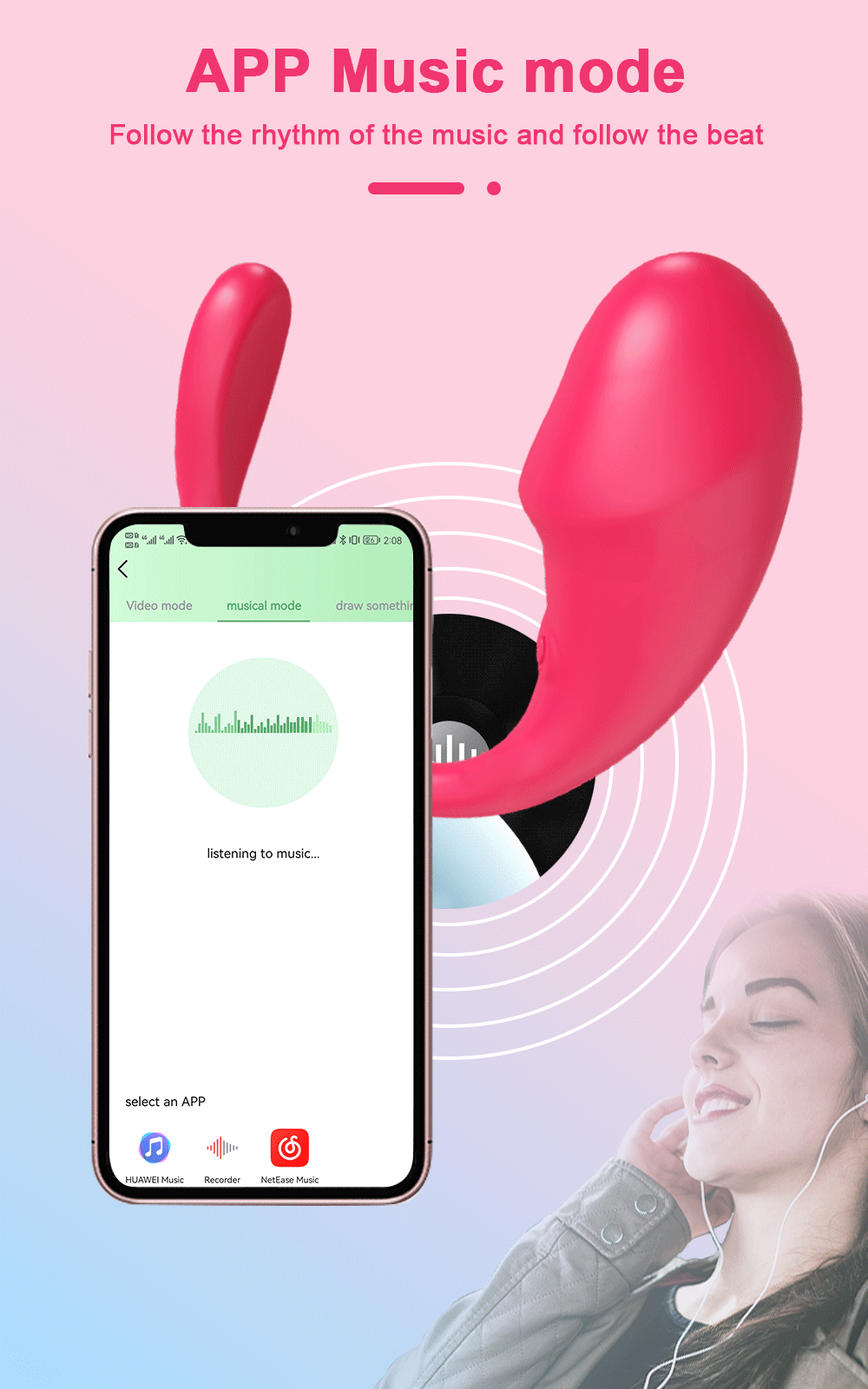Vibrador Sem Fio Controlado por APP e Recarregável - Imagem 12