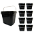 Balde Retangular Preto 3.6L com Tampa Lacre Atóxico BPA FREE - Kit 08 Peças - Imagem 1