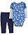 Conjunto Carters 2 pecas Longo Azul Flores - Imagem 1