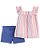 Conjunto Carters 2 pecas Curto Azul Rosa Listras - Imagem 1