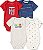 Kit Body Tommy Hilfiger Manga Curta 4 pecas Vermelho e Azul - Imagem 1