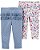 Kit Calça Carters 2 pecas Flores e Azul Babado - Imagem 1