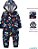 Macacão Carters Moletom Bebe Jumpsuit Azul Flores - Imagem 3
