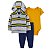 Conjunto Carters 3 pecas Casaco Fleece Cinza Listras Azul - Imagem 1