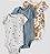 Kit Body Carters Manga Curta 3 pecas Algodao Organico Flores Amarelo - Little Planet - Imagem 1