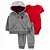 Conjunto Carters 3 pecas Casaco Fleece Cinza e Vermelho - Imagem 1