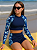 Conjunto de Cropped e Shorts Estampa de Plantas Tropicais de Manga Raglan para Adolescentes 65-A - Imagem 1