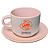Xícara de Porcelana Branca Fosco de 90ml com Interior Alça cor Rosa Personalizada Com Pires - Imagem 2