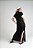 Vestido Malha Fenda Lateral Preto e Offwhite - Imagem 2