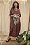 Vestido Malha Gola V Marrom Costela Sônia - Imagem 1