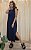 Vestido Malha Canelada Alças Midi Marinho - Imagem 4