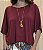 Blusa Morcego Manga Curta Bordô - Imagem 1