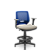 Cadeira Caixa Beezi Plaxmetal Encosto Azul Com Braços Base Standard Assento Vinil - Imagem 20