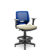 Cadeira Caixa Beezi Plaxmetal Encosto Azul Com Braços Base Standard Assento Vinil - Imagem 6