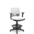 Cadeira Caixa Beezi Plaxmetal Encosto Branco Com Braços Base Standard Assento Vinil - Imagem 1