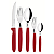 Jogo De Talher Faqueiro Inox Tramontina Ipanema vermelho Garfo Faca Colher 30 Peças - Imagem 1