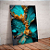 Quadro decorativo - Arte abstrata flor turquesa e dourada - Imagem 1