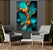 Quadro decorativo - Arte abstrata flor turquesa e dourada - Imagem 3