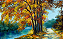 Quadro decorativo - Pintura Caminho arborizado no outono - Imagem 2