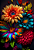 Quadro decorativo - Flores coloridas em fundo preto - Imagem 2