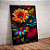 Quadro decorativo - Flores coloridas em fundo preto - Imagem 1