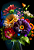 Quadro decorativo - jarro de flores coloridas em fundo preto - Imagem 1