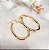 Brinco Argola Tubo Oval Lisa M Banhada em Ouro 18 k. - Imagem 1