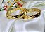 Bracelete com Detalhes Bolinhas nas Laterais e Trevo Cravejados Banhado em Ouro 18 k. - Imagem 3