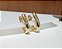 Brinco Argola Oval Detalhe Zircônia Banhado em Ouro 18 K. - Imagem 1