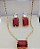 Conjunto Colar e Brinco Pedra Retangular Zircônia Banhado em Ouro 18 k. - Imagem 1