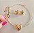 Conjunto Colar Aro Liso com Pingente e Brincos Formato Coração Banhado a ouro 18k - Imagem 1