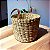 Vaso Cachepot de palha taboa trançado 30x30 com alça de couro - Imagem 1