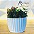 Vaso para plantas decorativo redondo listrado M estilo fibra de vidro - Imagem 1