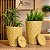 Kit 2 Vasos Decorativos para Plantas em Polietileno Redondo Diamante M e G com Pratos | Interno e Externo - Imagem 1