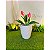 Kit Vaso polietileno redondo diamante + planta artificial primavera - Imagem 3