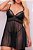 Camisola Camélia – Conjunto Sexy com Tule e Renda - Preto - Imagem 1