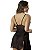 Camisola Marileia - Camisola de Tule Sexy com Calcinha e Pérola – Preto - Imagem 2