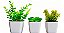 Kit Com 3 Mini Vasinho Decorativo Cachepot Com Plantinha Artificial' - Imagem 2