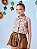 Conjunto Infantil Feminino Camisa Xadrez Vichy e Shorts Saia Marrom - Imagem 5