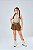 Conjunto Infantil Feminino Camisa Xadrez Vichy e Shorts Saia Marrom - Imagem 1