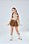 Conjunto Infantil Feminino Camisa Xadrez Vichy e Shorts Saia Marrom - Imagem 2