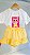 Conjunto Infantil Feminino Camiseta Gatinha Bela Shorts Saia Amarelo - Imagem 1
