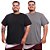 Kit 2 Camisetas Masculina Plus Size Camisa Blusa Lisa Algodão Premium - Imagem 1