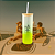Copo Vidro Degradê Personalizado Tampa Bamboo e Canudo 500ml - Imagem 1