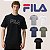 Camiseta Fila Letter Outline Casual em Algodão Confortável com Manga Curta e Gola Careca - Imagem 1