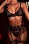 Conjunto Lingerie Preto em Renda e Tule com Cinta-Liga e Calcinha Fio - Imagem 3