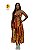 Vestido Longo Afro Cut Out Estampa Silhuetas Afro Tons Terrosos - Imagem 1