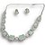 Conjunto Semijoia Luxo Verde Claro Cravejado com Zircônias Cristal Ródio Branco - Imagem 1