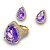 Conjunto Semijoia Luxo  Pedraria Zircônias Roxo e Cristal - Imagem 1