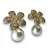 Brinco Semijoia Flor com Pérola e Cravejada com Microzircônias - Imagem 2